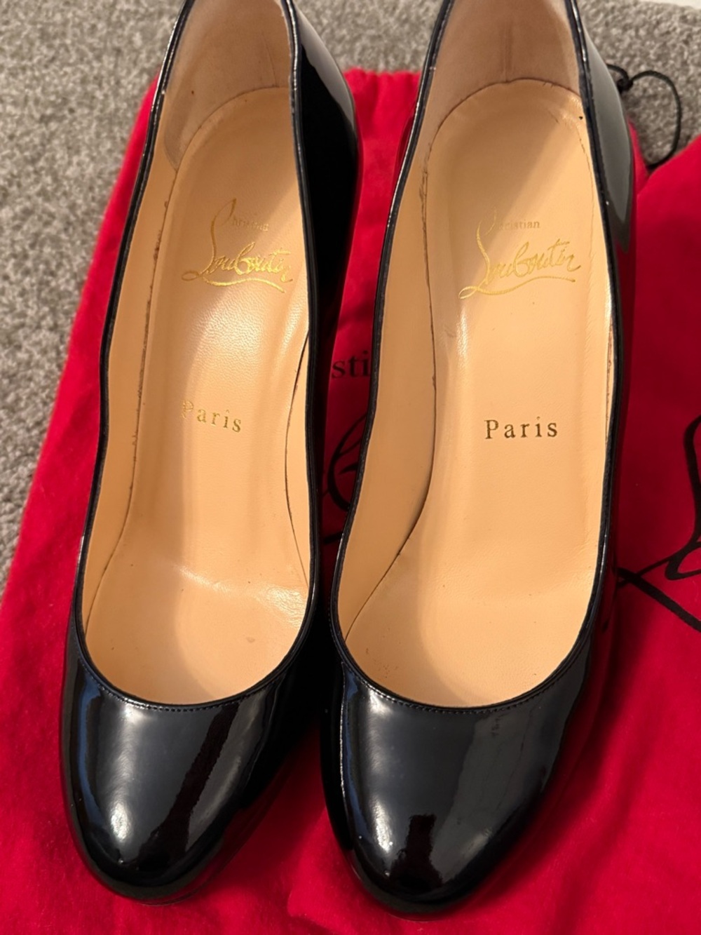Christian Louboutin Fifi Black Patent Leather Round-Toe Pumps - Picture 5 of 5